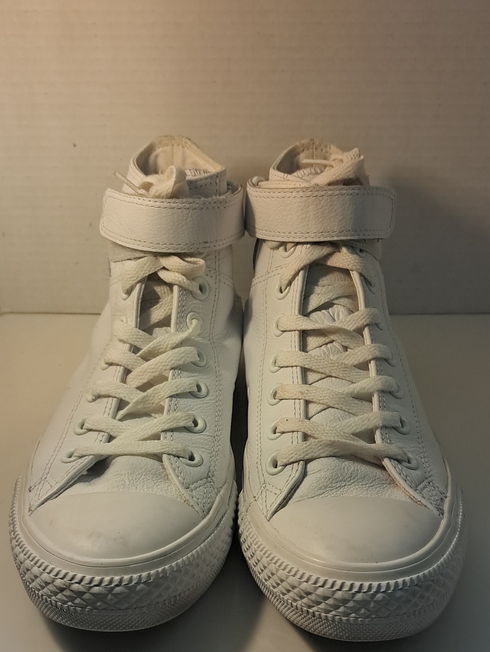 Converse  White High-Top Leather Sneakers with Ankle Strap